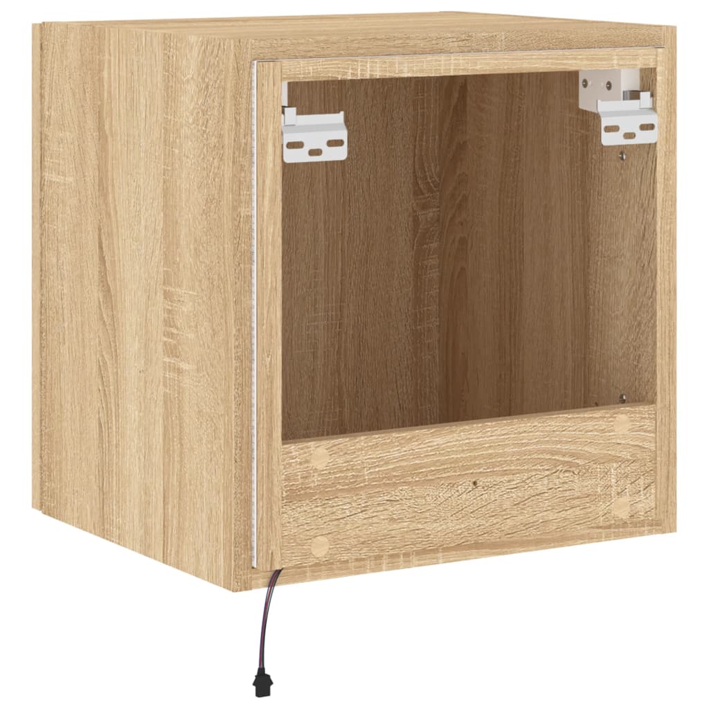 Comoda TV de perete cu lumini LED, stejar sonoma, 40,5x35x40 cm — imaginea 11