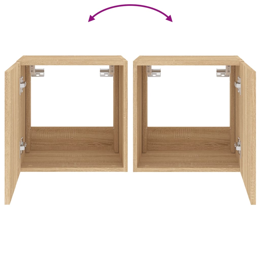 Comoda TV de perete cu lumini LED, stejar sonoma, 40,5x35x40 cm — imaginea 12