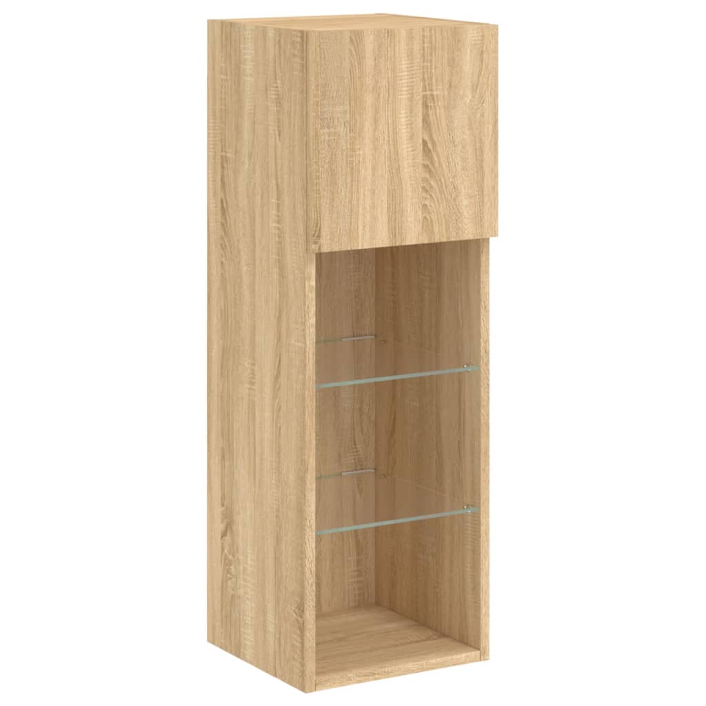 Unitati de perete TV cu LED-uri, 5 piese, stejar sonoma, lemn — imaginea 9