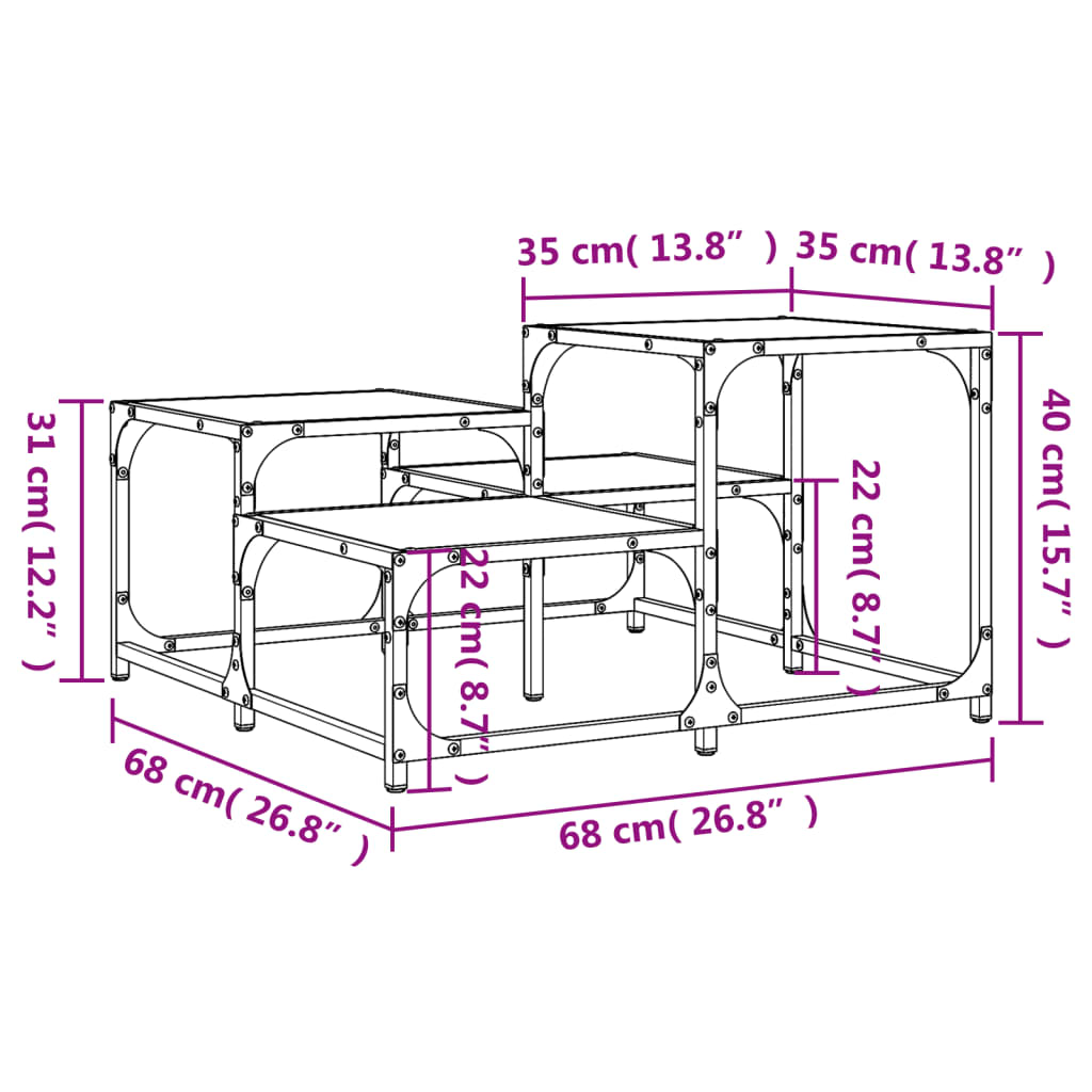 Masuta de cafea, stejar sonoma, 68x68x40 cm, lemn prelucrat — imaginea 9