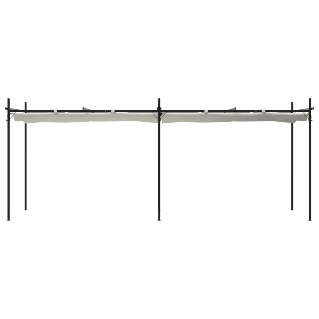 Pergola cu acoperis retractabil, crem, 589x292x230 cm — imaginea 3