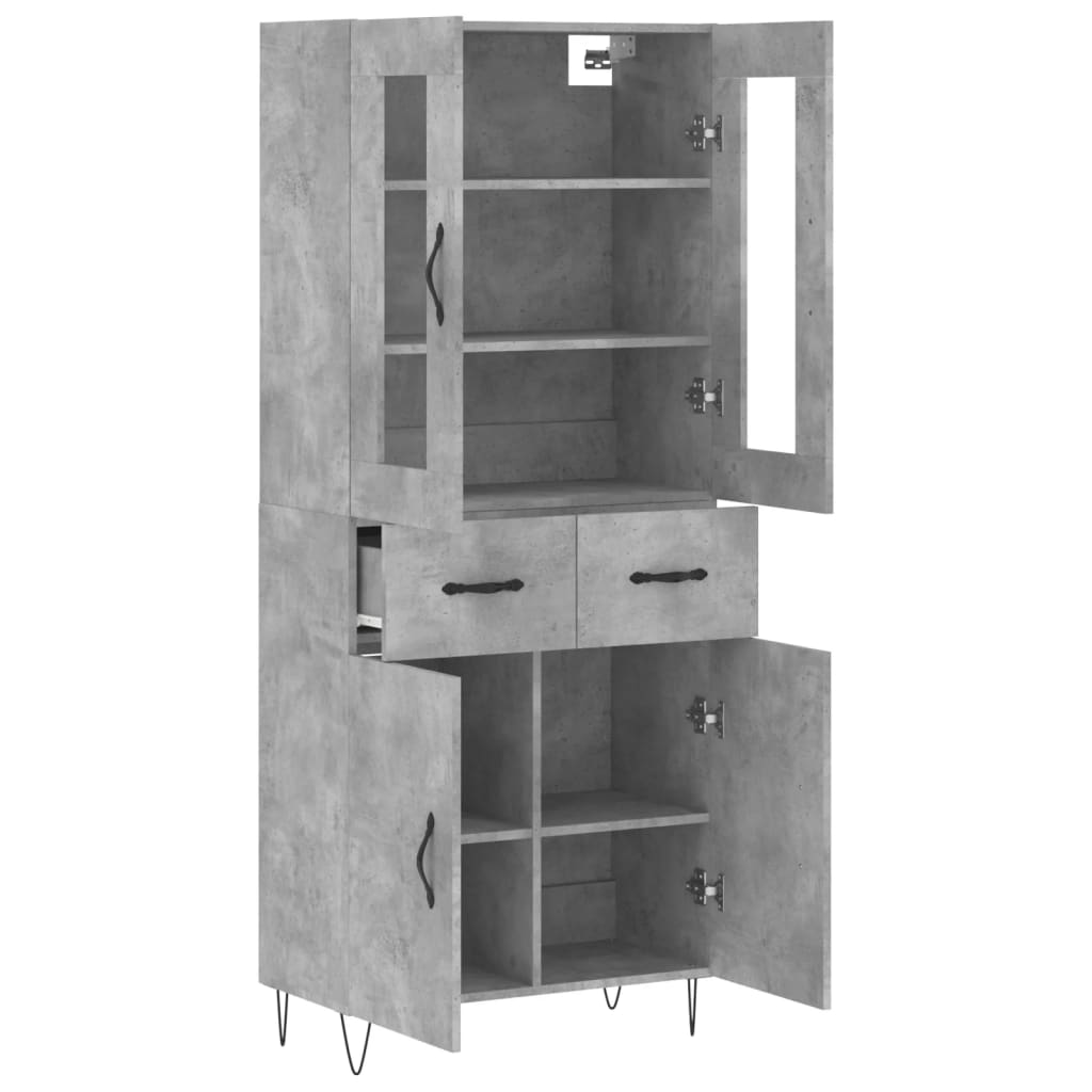 Dulap inalt, gri beton, 69,5x34x180, lemn compozit — imaginea 4