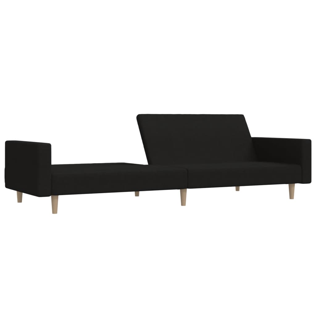 Canapea extensibila cu 2 locuri, negru, material textil — imaginea 4