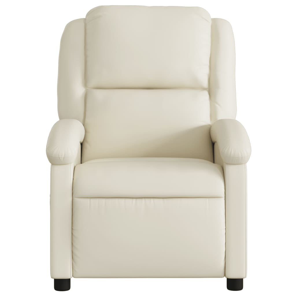 Fotoliu rabatabil electric, crem, piele ecologica — imaginea 8