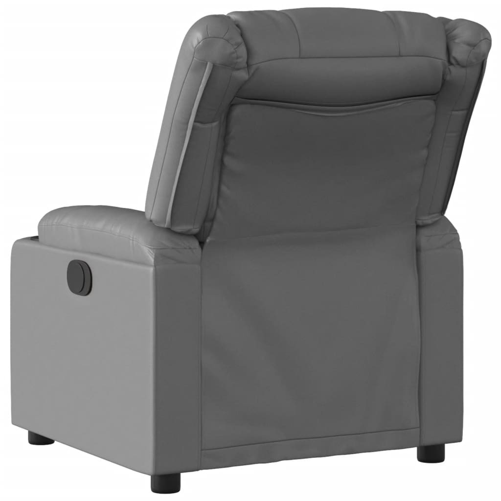 Fotoliu rabatabil electric, gri, piele ecologica — imaginea 4