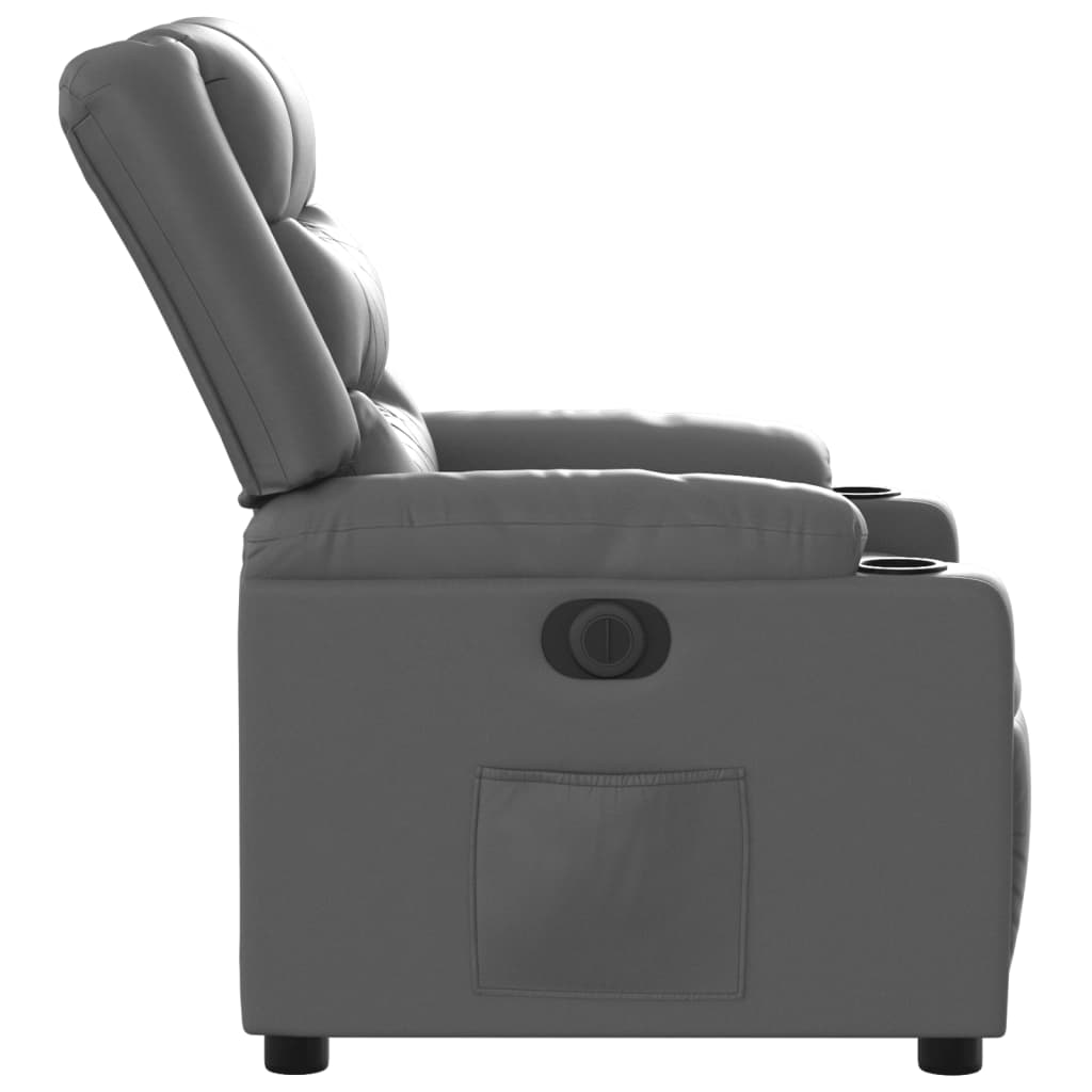 Fotoliu rabatabil electric, gri, piele ecologica — imaginea 9