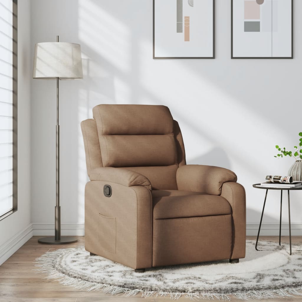 Fotoliu rabatabil, maro, material textil — imaginea 2