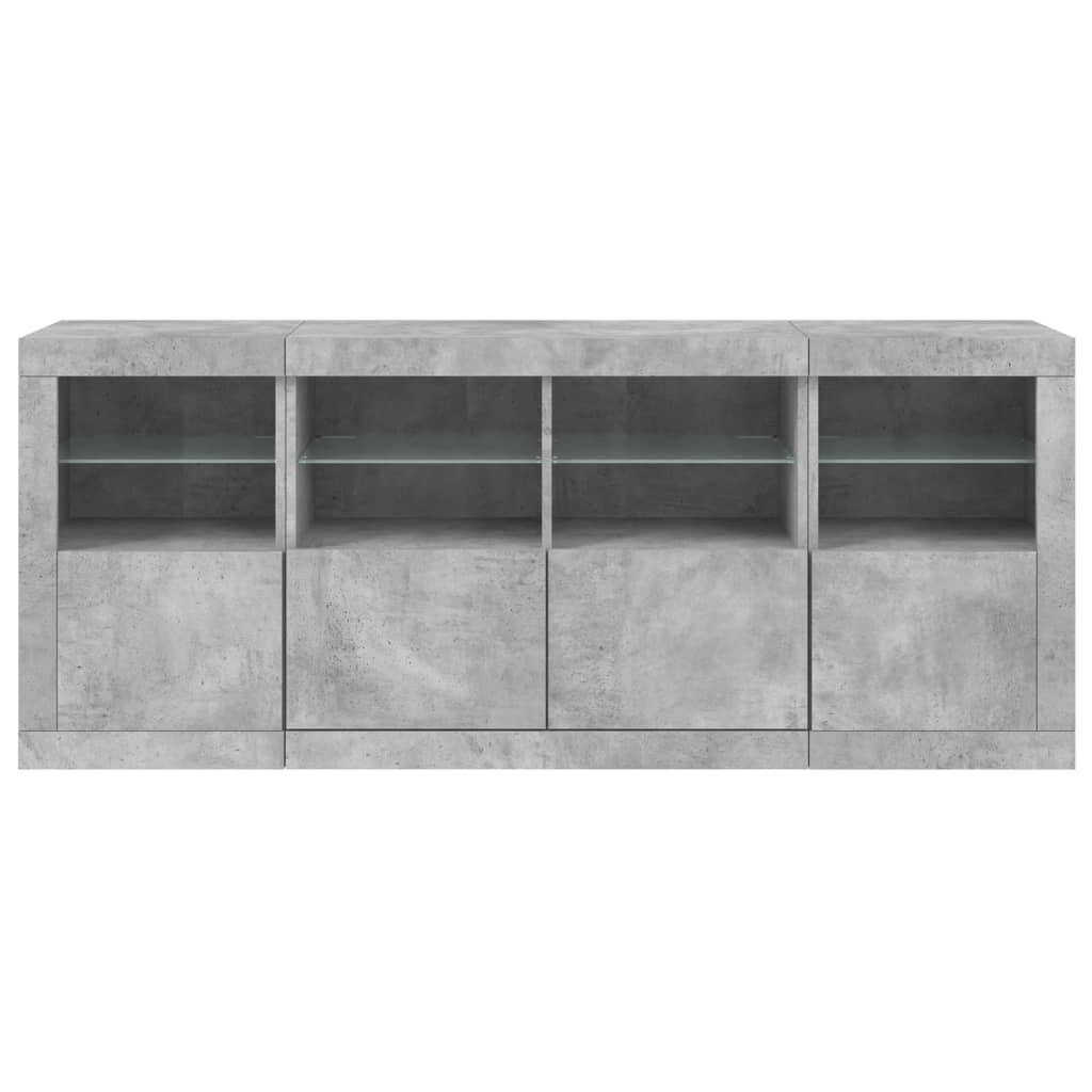 Servanta cu lumini LED, gri beton, 163x37x67 cm — imaginea 6