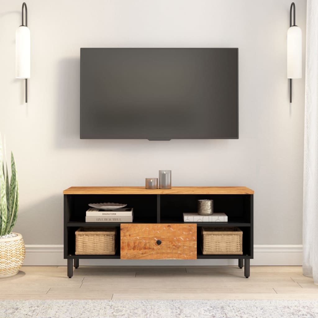 Dulap TV, 100x33x46 cm, lemn masiv de acacia — imaginea 3