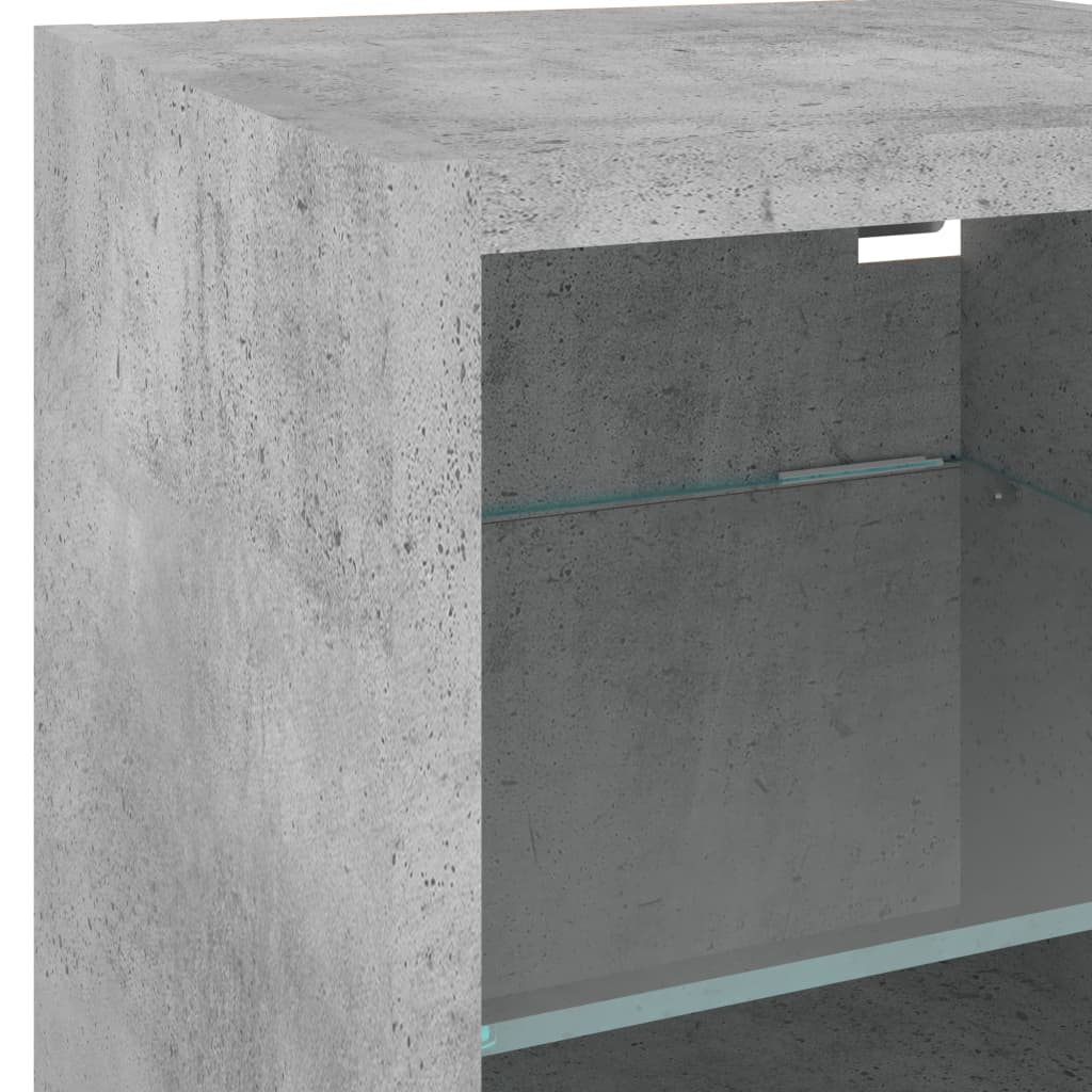 Unitati TV de perete cu LED-uri 7 piese gri beton lemn compozit — imaginea 9
