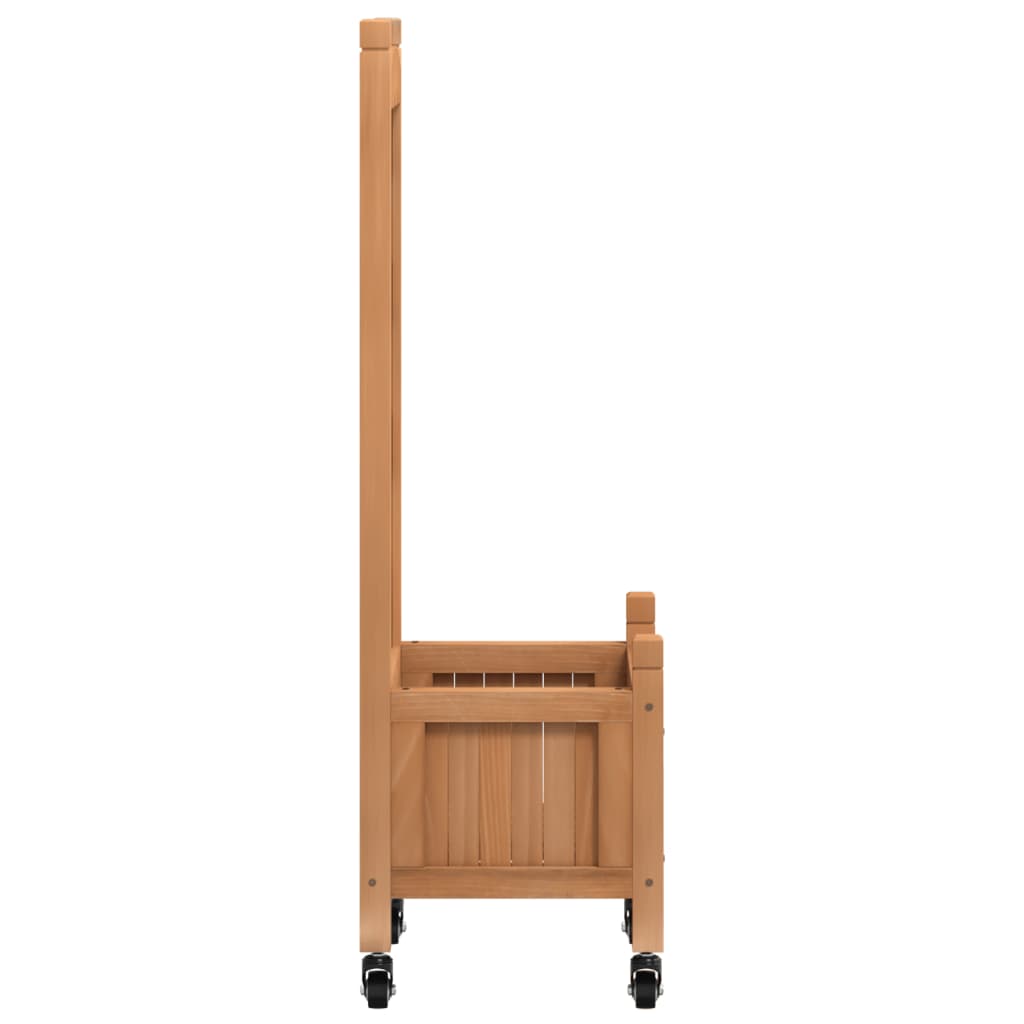 Jardiniera cu spalier și roti, maro, lemn masiv de brad, mărime 40x30x97.5 cm — imaginea 5