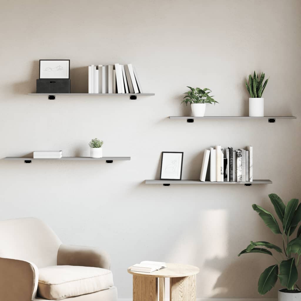 Rafturi de perete, 4 buc., gri sonoma, 100x20x1,5 cm, lemn — imaginea 3