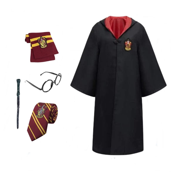 Costum carnaval copii Harry Potter cu cravata,ochelari,bagheta si fular, IdeallStore®,7-9 ani