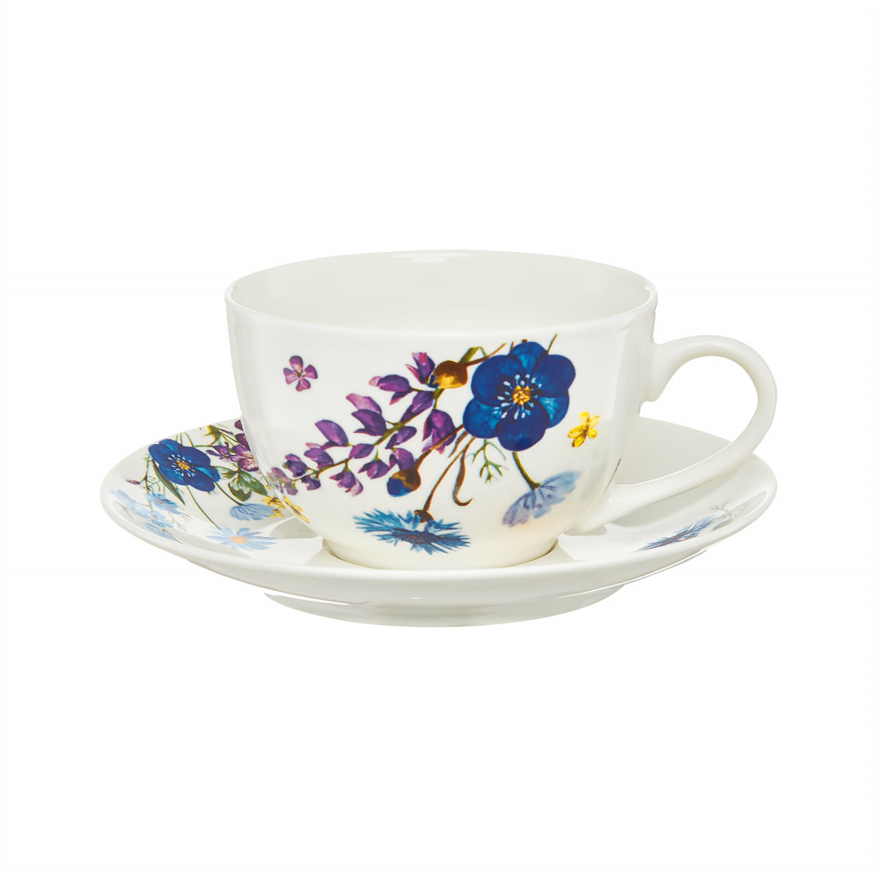 Set servire ceai sau cafea, 12 piese, 6 persoane, portelan, AMBITION Fiori