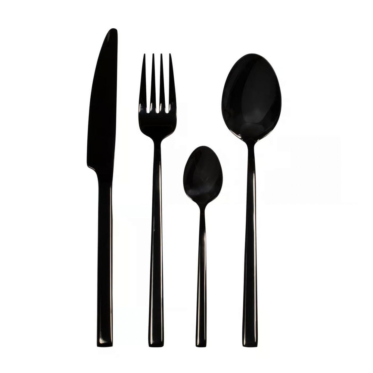 Set tacamuri inox, 24 piese, 6 persoane, negru, AMBITION Como