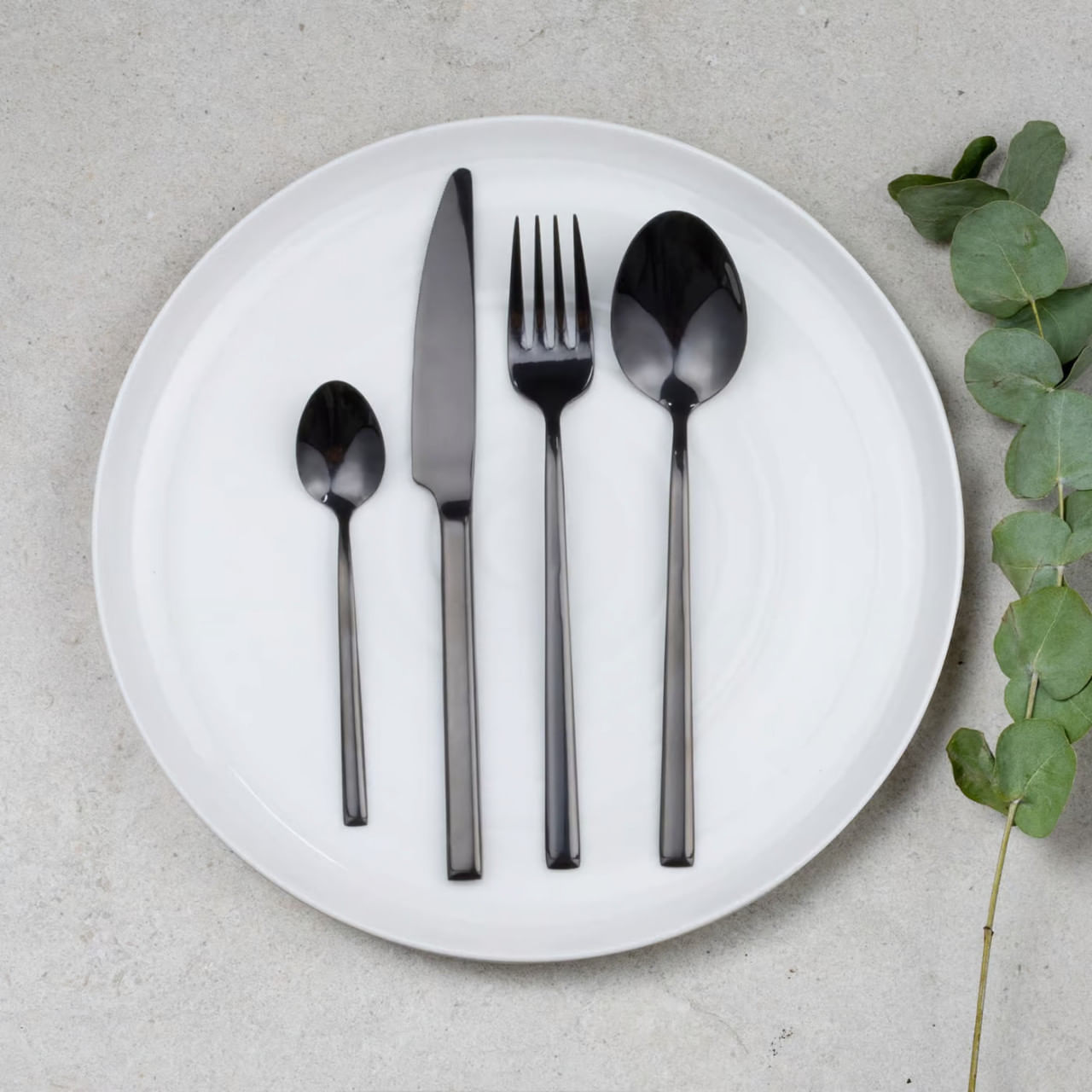 Set tacamuri inox, 24 piese, 6 persoane, negru, AMBITION Como - 2 | YEO