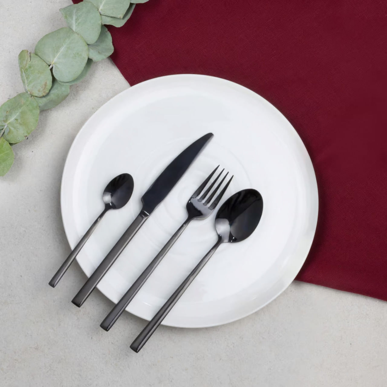 Set tacamuri inox, 24 piese, 6 persoane, negru, AMBITION Como - 1 | YEO