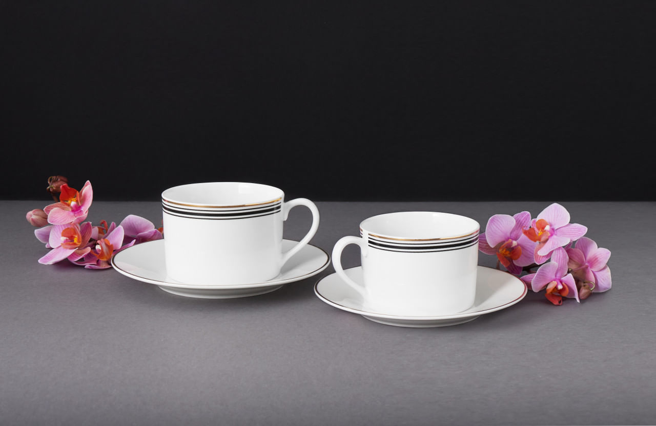 Set servire ceai sau cafea, 12 piese, 6 persoane, portelan, AMBITION Art Deco - 1 | YEO