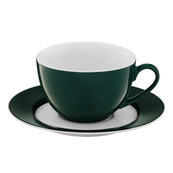 Set servire ceai sau cafea, 12 piese, 6 persoane, portelan, AMBITION Aura Green