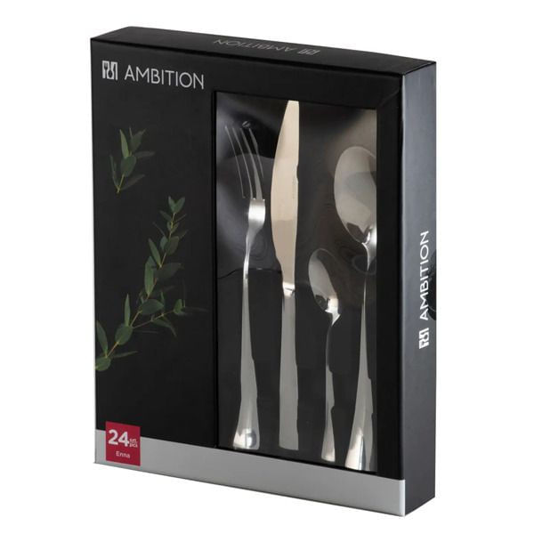 Set tacamuri inox, 24 piese, 6 persoane, argintiu, AMBITION Enna - 2 | YEO