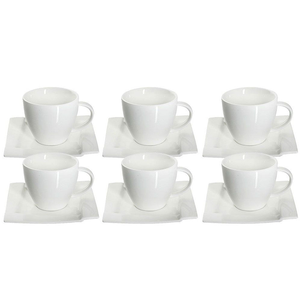 Set servire ceai sau cafea, 12 piese, 6 persoane, portelan, AMBITION Kubiko - 1 | YEO