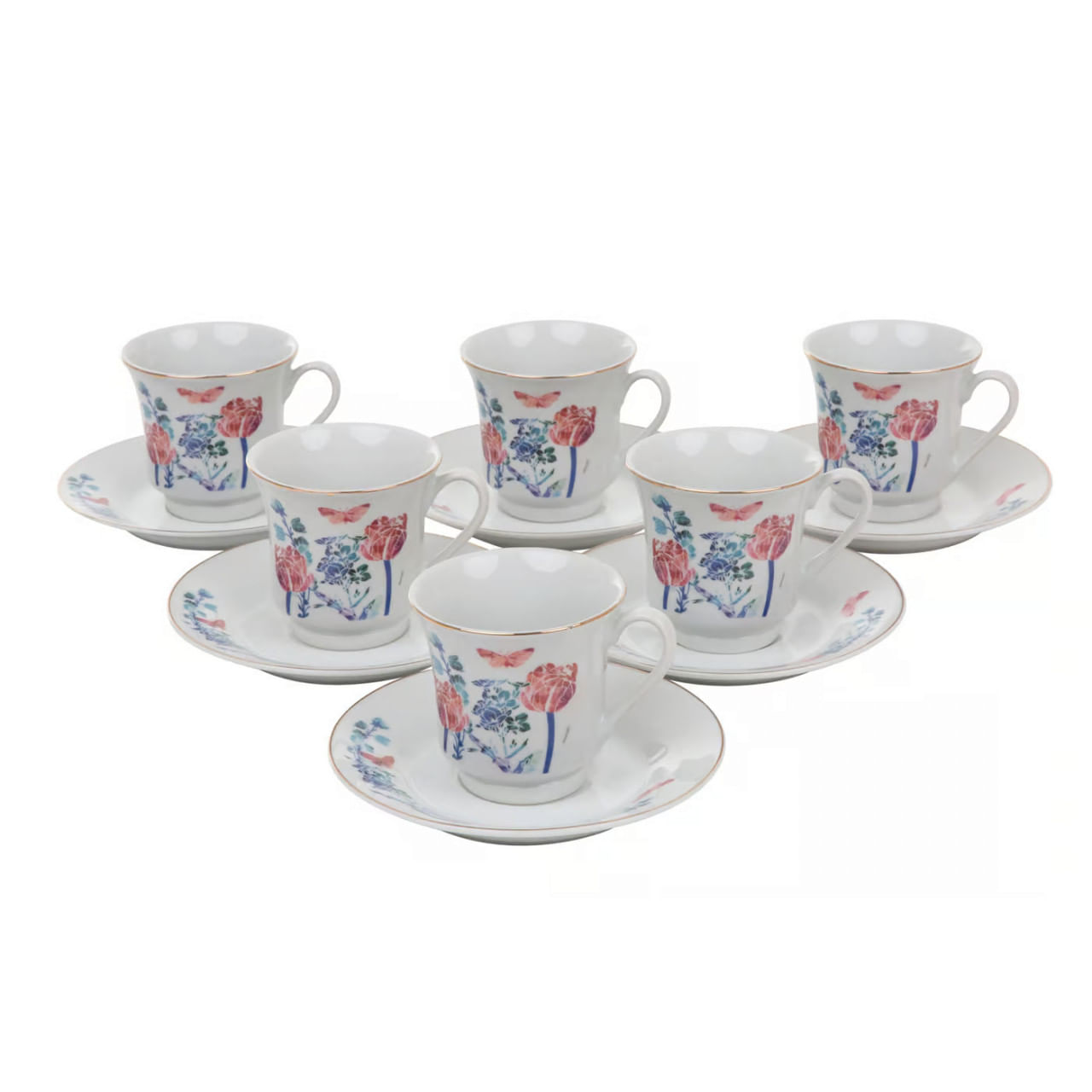 Set servire ceai sau cafea, 12 piese, 6 persoane, portelan, DOMOTTI Clara