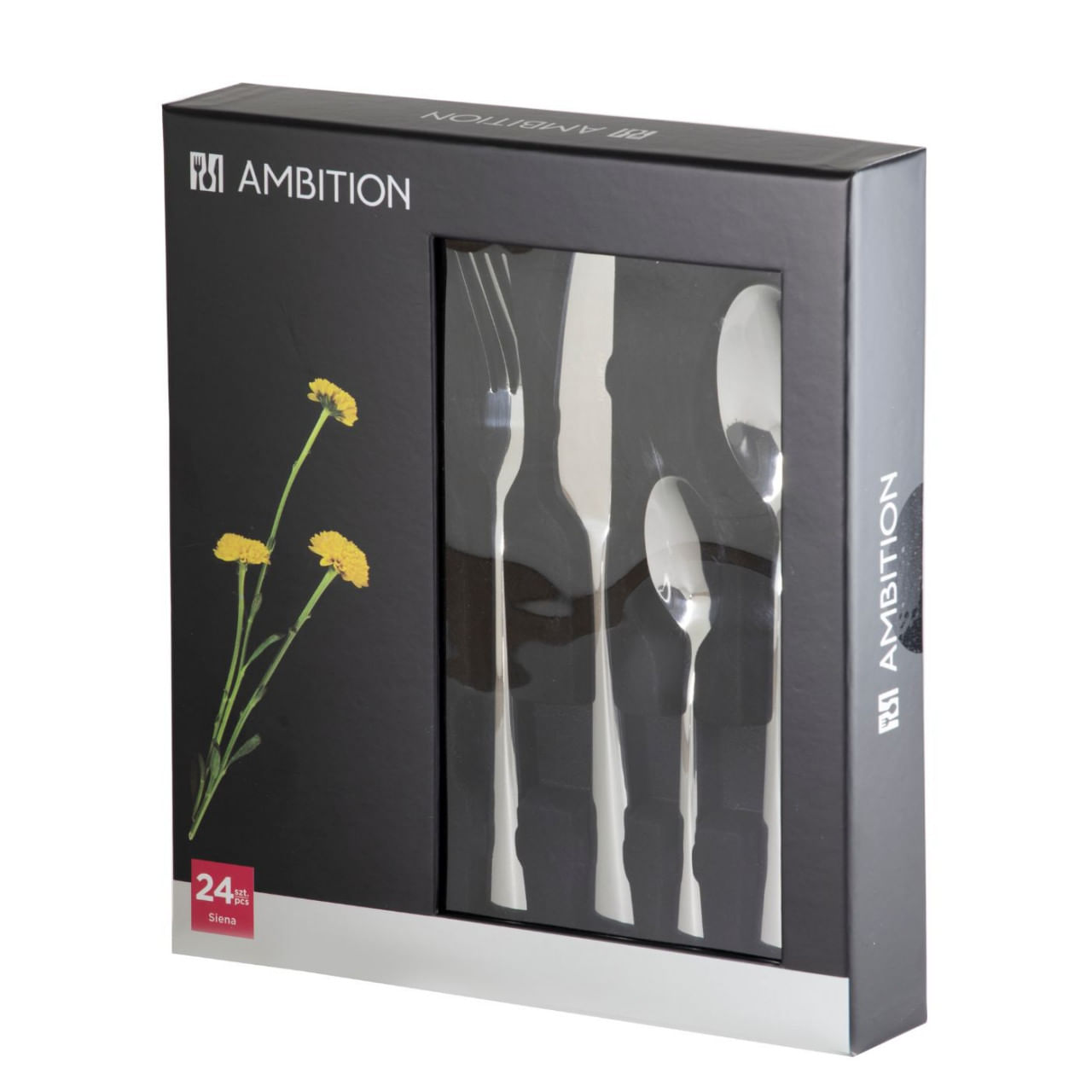 Set tacamuri inox, 24 piese, 6 persoane, AMBITION Siena