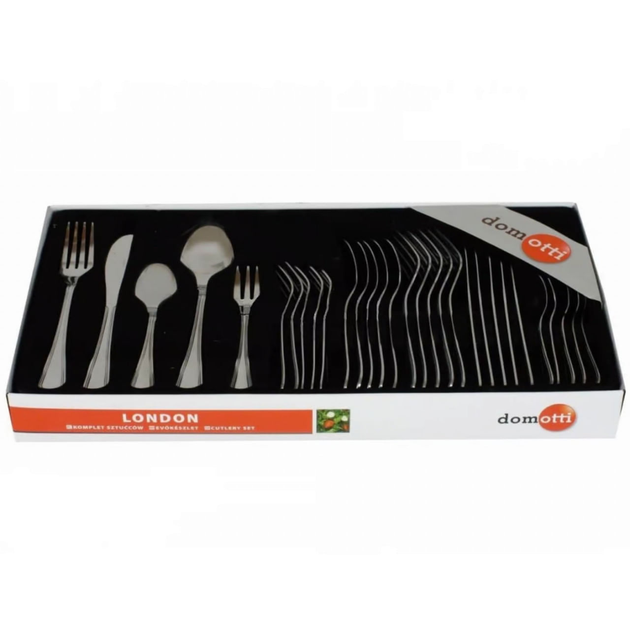 Set tacamuri inox, 30 piese, 6 persoane, cu furculite desert, DOMOTTI London