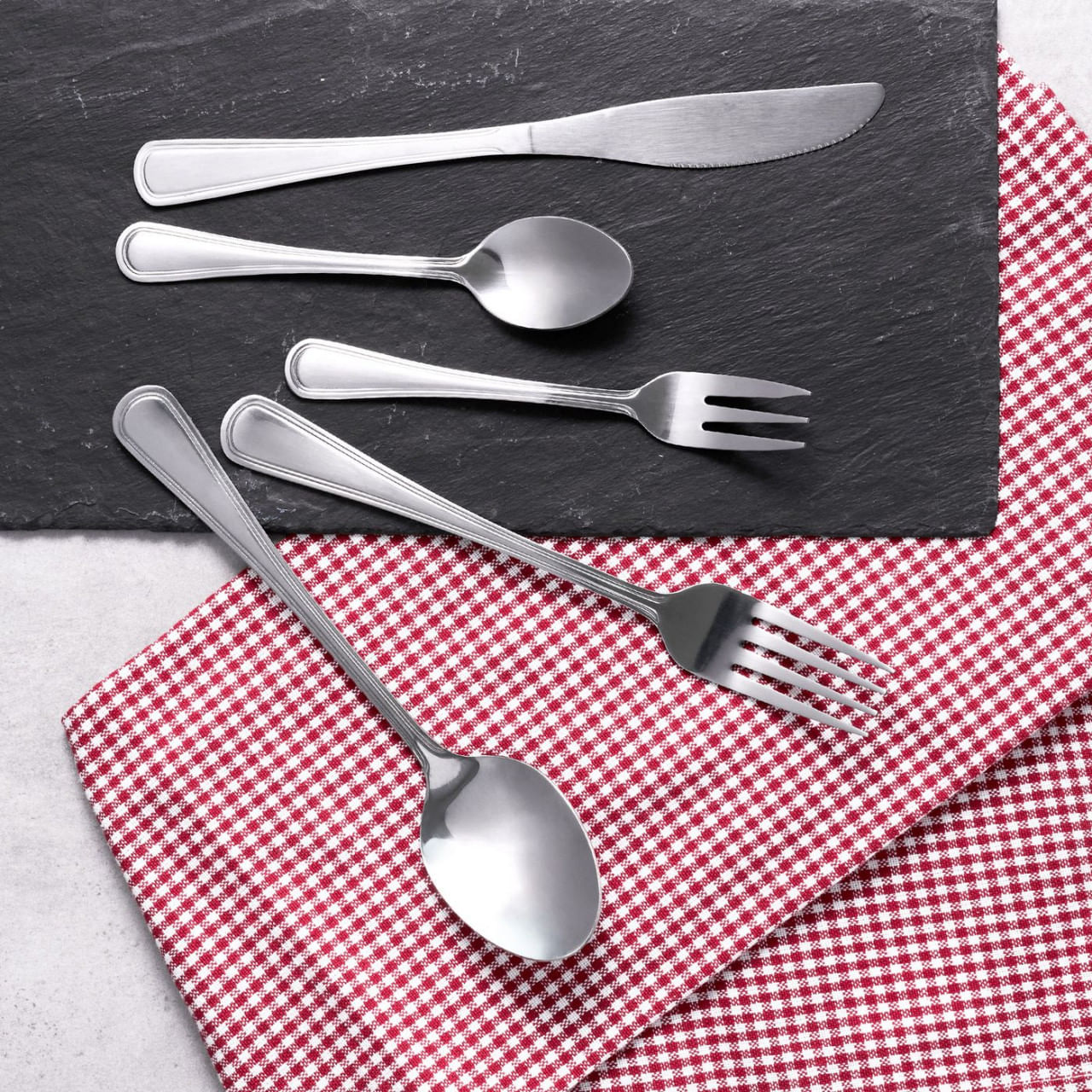 Set tacamuri inox, 30 piese, 6 persoane, cu furculite desert, DOMOTTI London - 4 | YEO