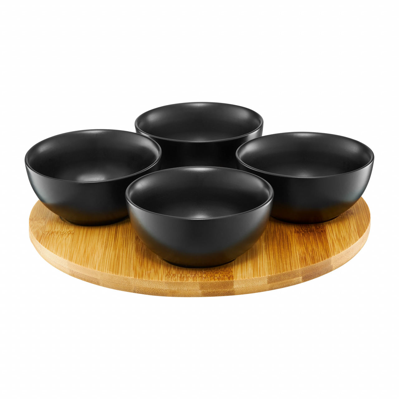 Set boluri rotunde, 5 piese, portelan negru, AMBITION Natural