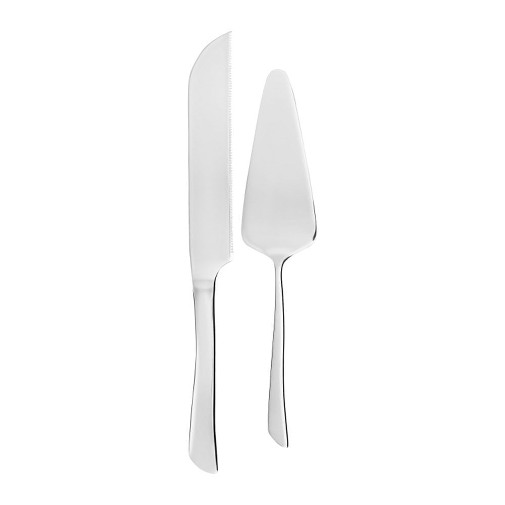 Set tacamuri inox servire desert, 2 piese, cutit si spatula inox, AMBITION Wave