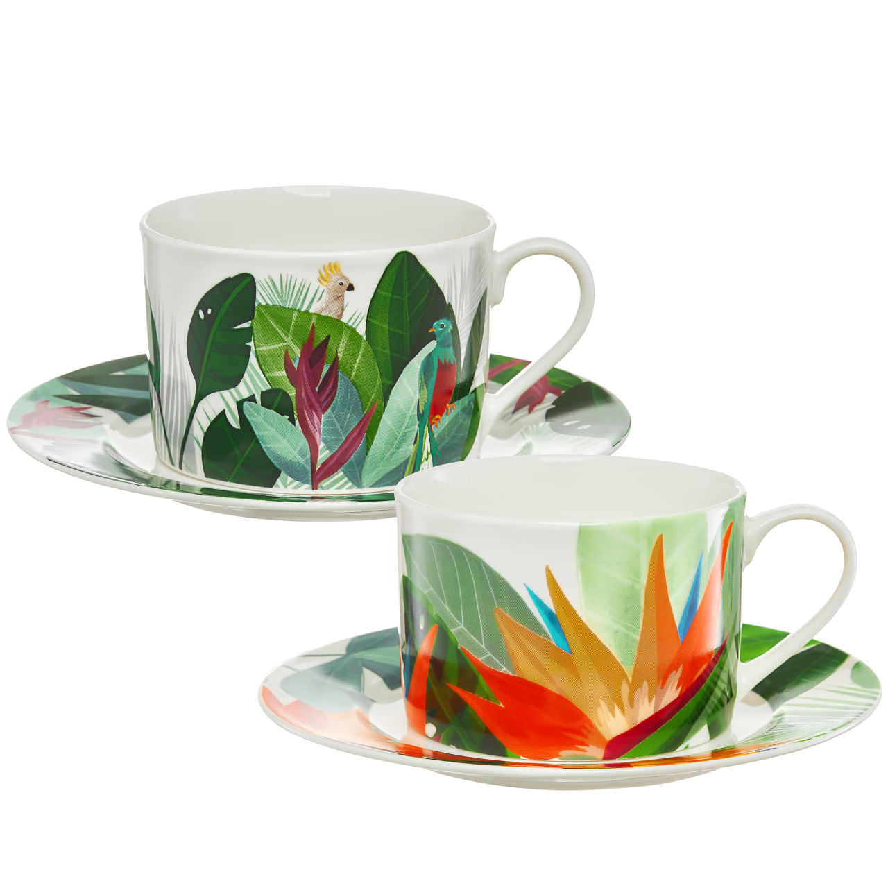 Set servire ceai sau cafea, 4 piese, 2 persoane, portelan, AMBITION Paradise