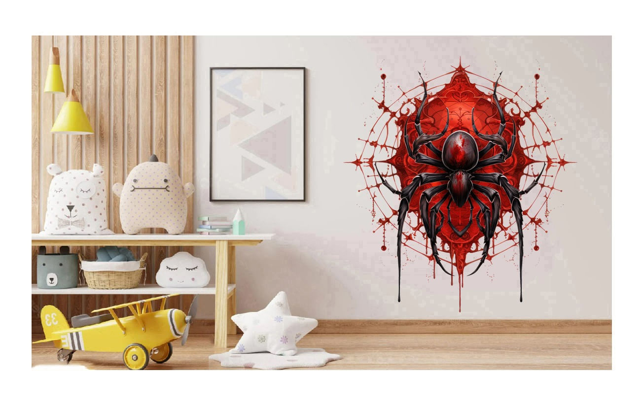 Sticker decorativ, Paianjen, Rosu, 67 cm, 1343STK-12