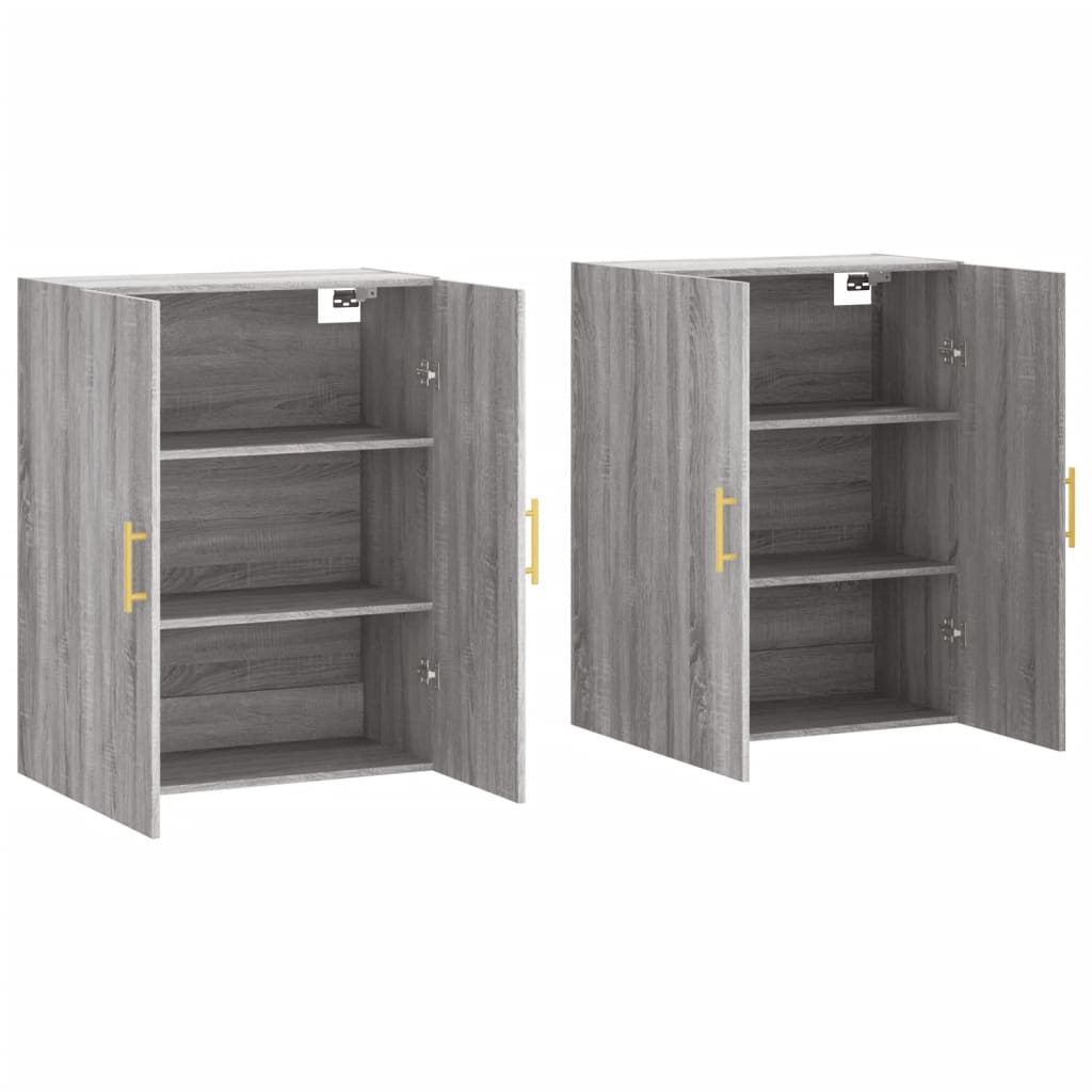 Dulapuri montate pe perete, 2 buc, gri sonoma, 69,5x34x90 cm, model auriu model tub — imaginea 4