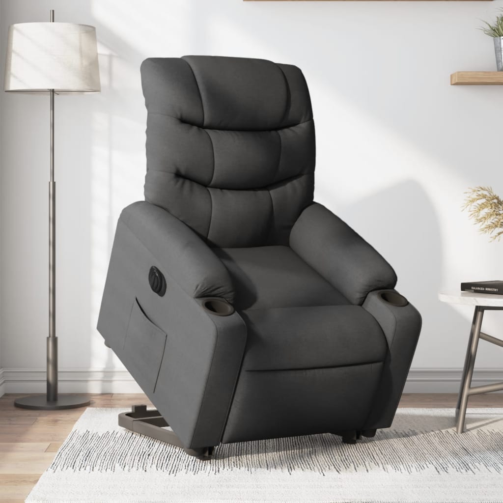 Fotoliu electric rabatabil cu ridicare, gri inchis, textil — imaginea 2
