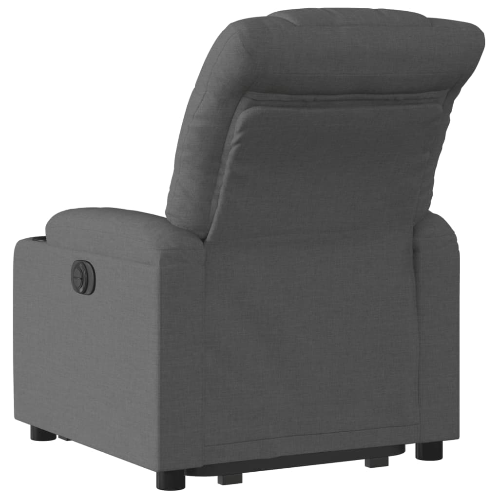 Fotoliu electric rabatabil cu ridicare, gri inchis, textil — imaginea 4