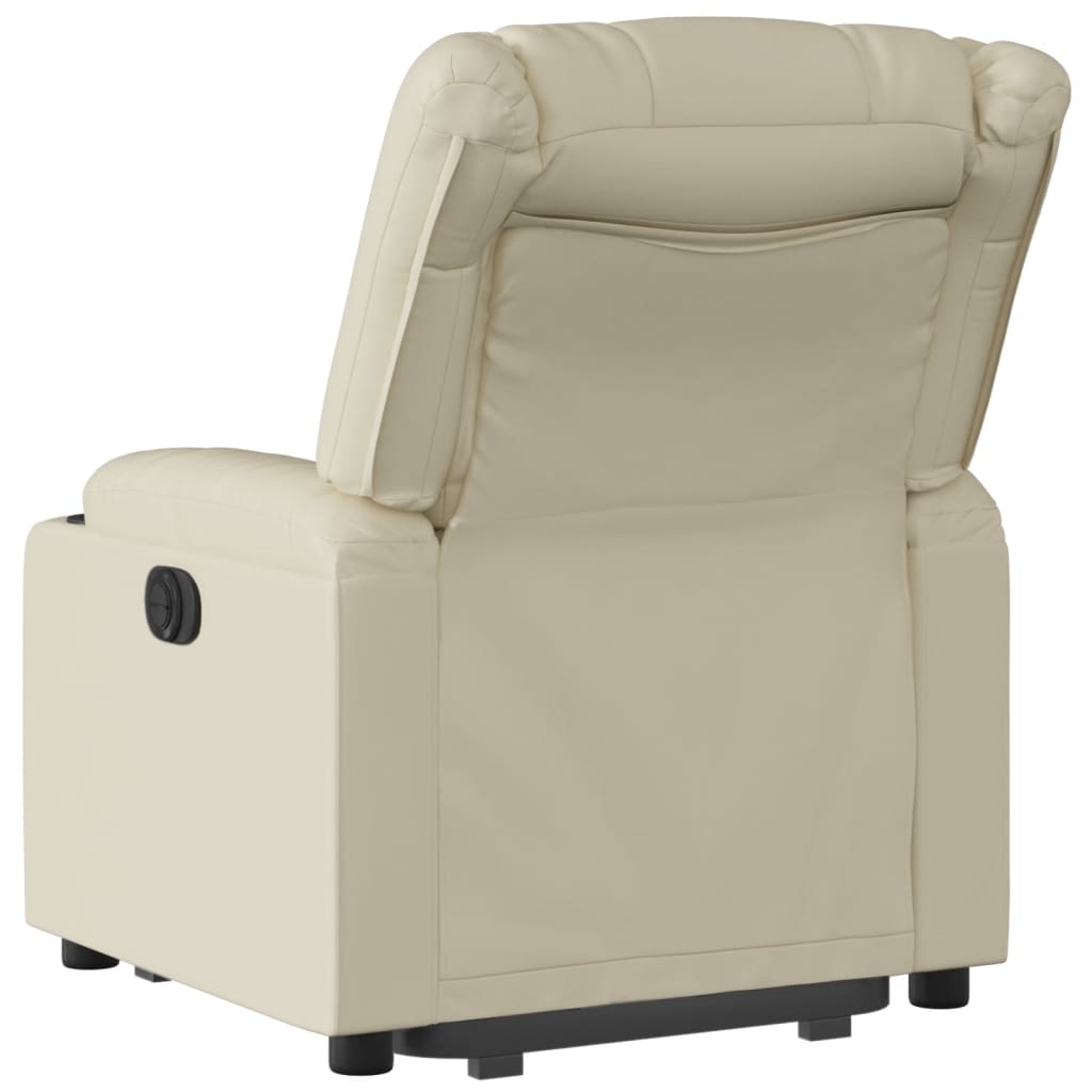 Fotoliu rabatabil electric cu ridicare, crem, piele ecologica — imaginea 4