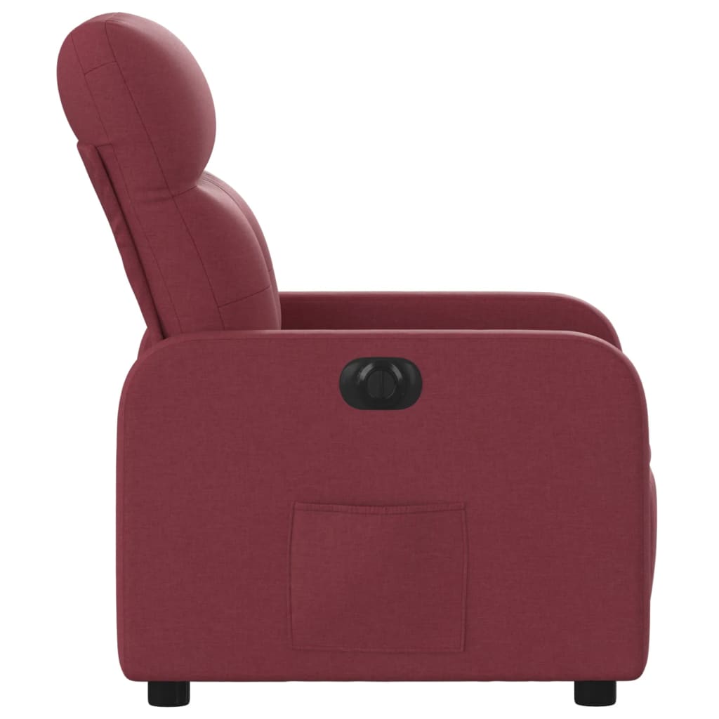 Fotoliu rabatabil electric, rosu vin, material textil — imaginea 9