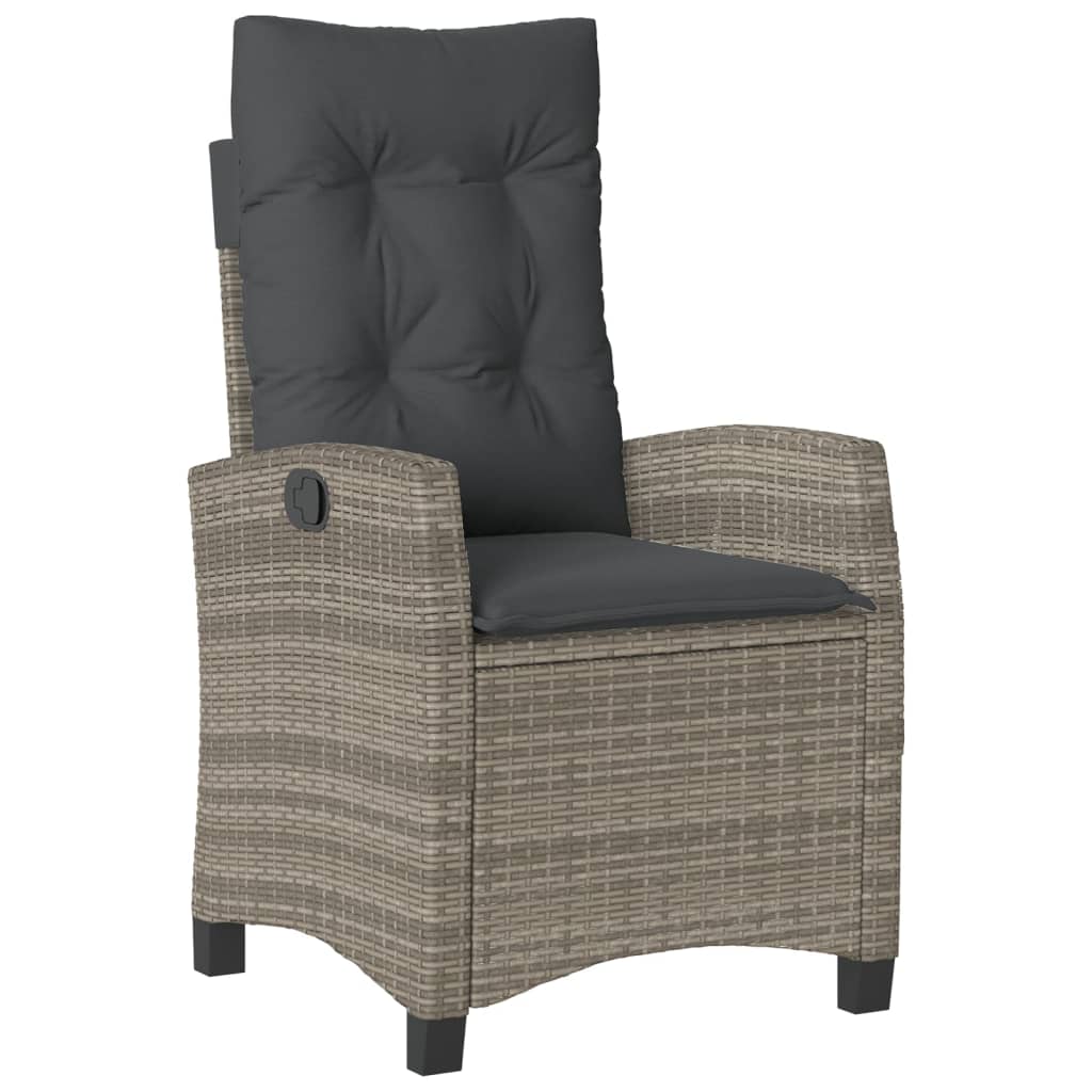 Set mobilier de gradina cu perne, 7 piese, gri, poliratan — imaginea 4