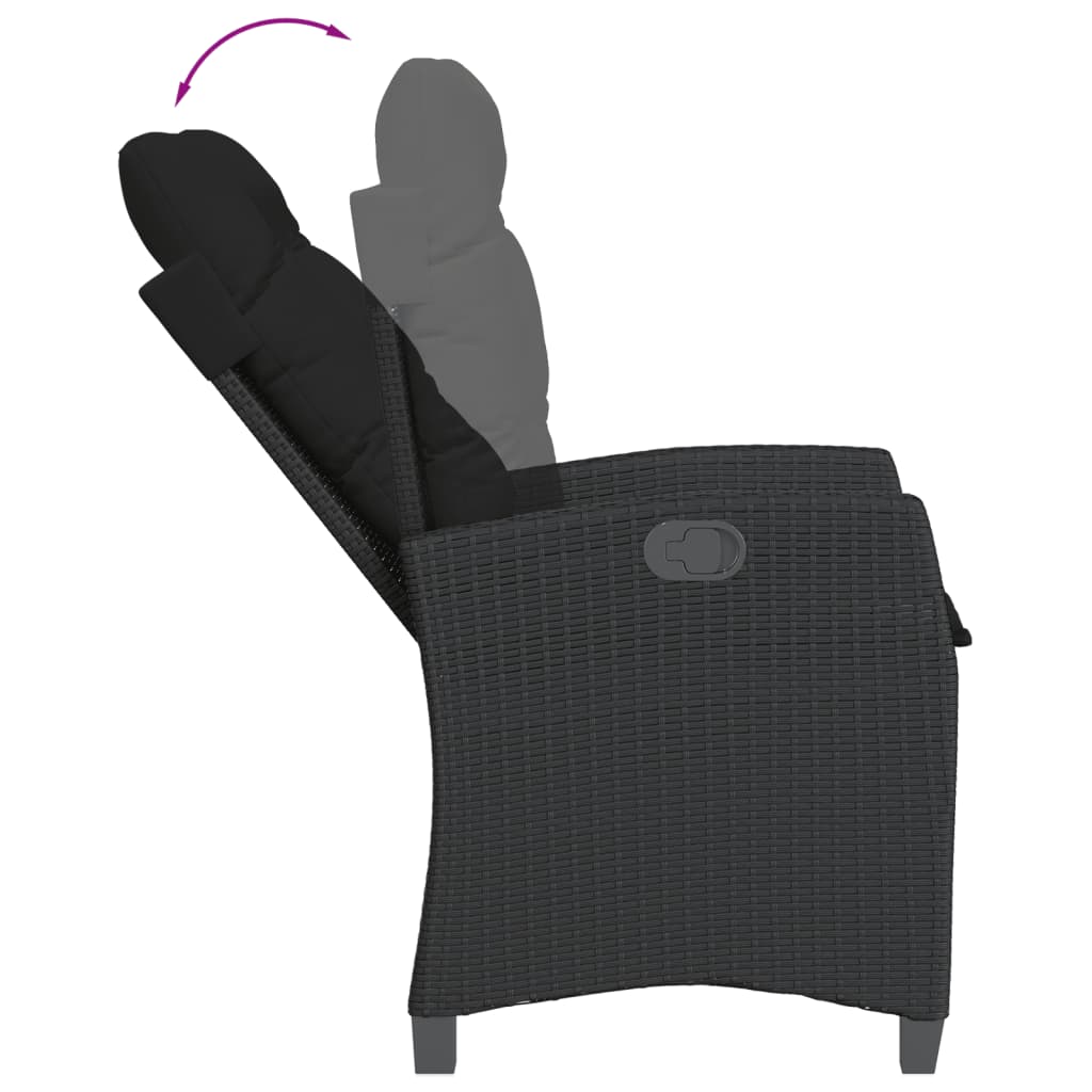 Set mobilier de gradina cu perne, 5 piese, negru, poliratan — imaginea 5