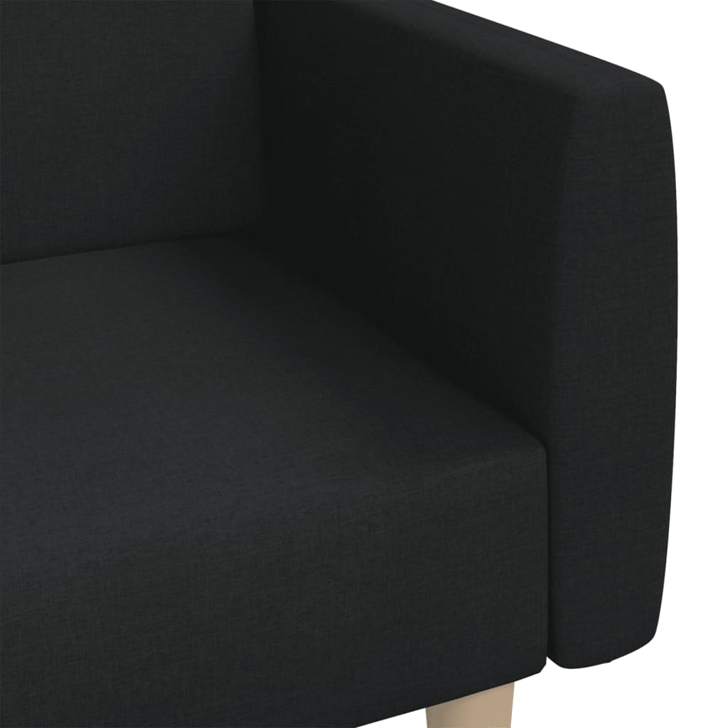 Canapea extensibila cu 2 locuri, negru, material textil — imaginea 9