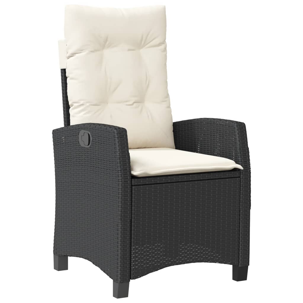 Set mobilier de gradina cu perne, 5 piese, negru, poliratan — imaginea 4