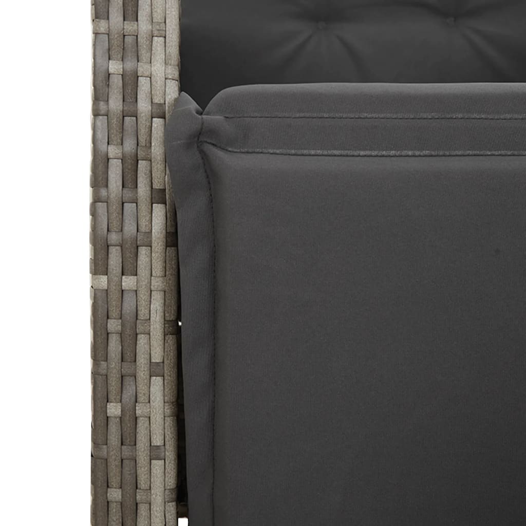 Set mobilier de gradina cu perne, 7 piese, gri, poliratan — imaginea 6