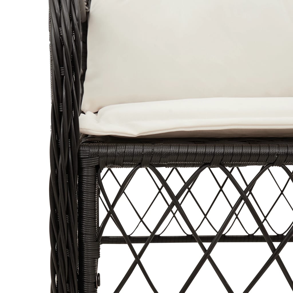 Set mobilier de gradina cu perne, 5 piese, negru, poliratan — imaginea 5