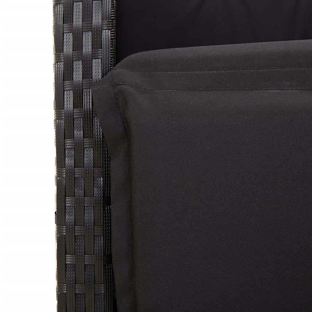 Set mobilier de gradina cu perne, 5 piese, negru, poliratan — imaginea 8