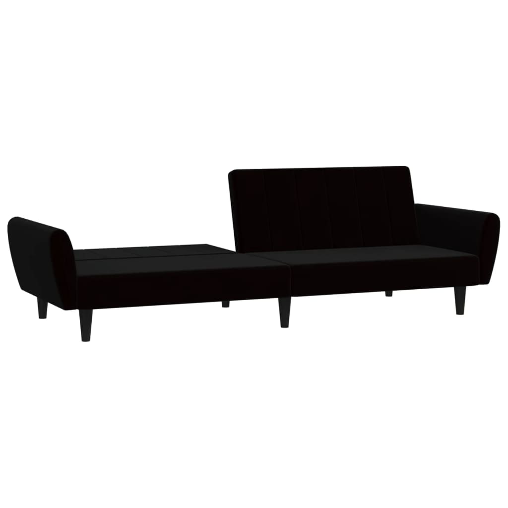 Canapea extensibila cu 2 locuri, negru, catifea — imaginea 4