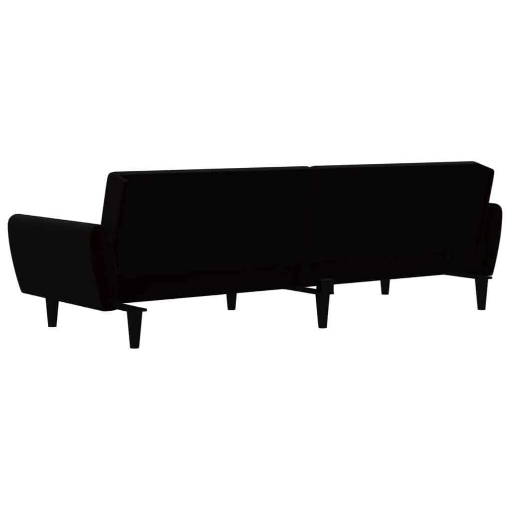 Canapea extensibila cu 2 locuri, negru, catifea — imaginea 8