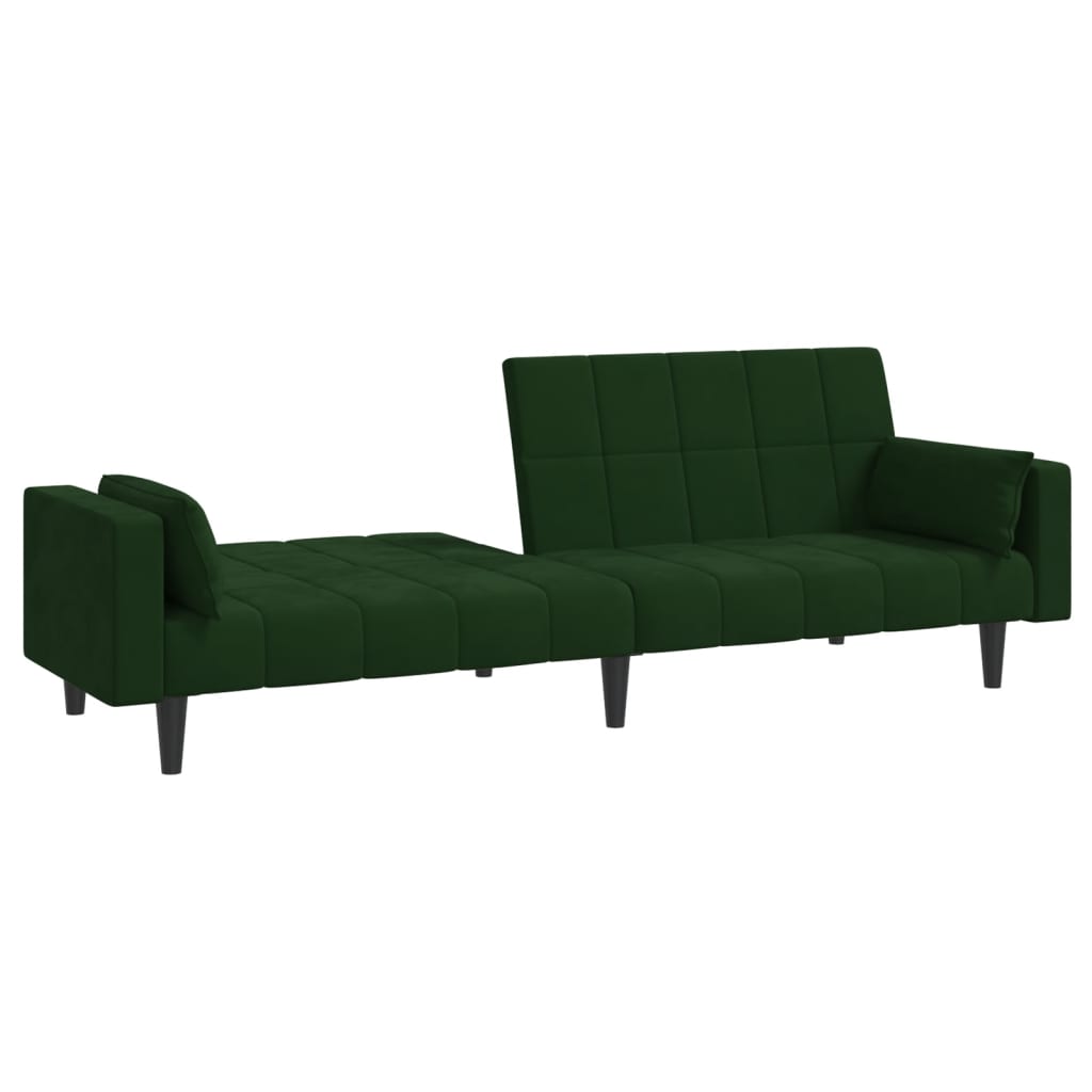 Canapea extensibila cu 2 locuri, 2 perne, verde inchis catifea — imaginea 4