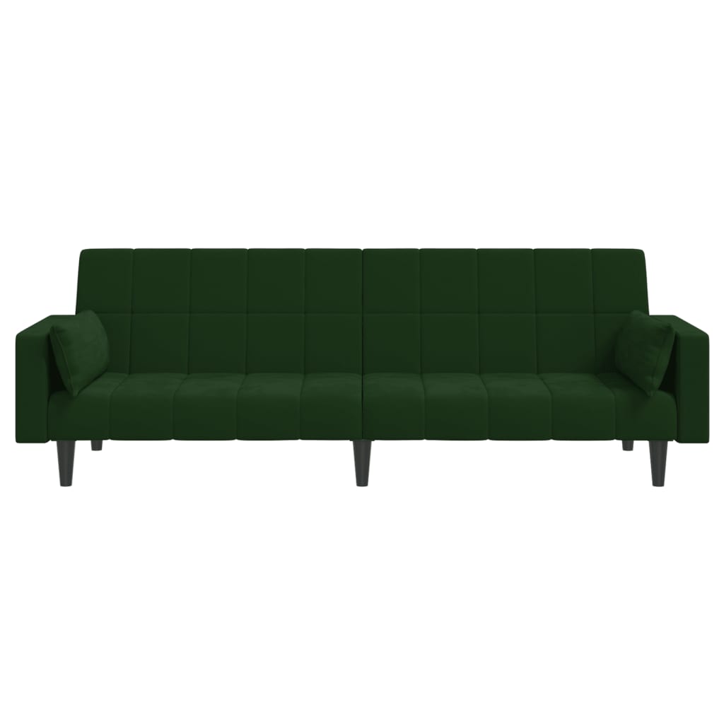 Canapea extensibila cu 2 locuri, 2 perne, verde inchis catifea — imaginea 5
