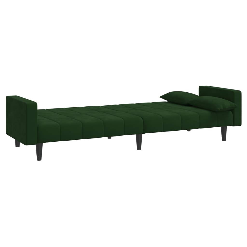 Canapea extensibila cu 2 locuri, 2 perne, verde inchis catifea — imaginea 6